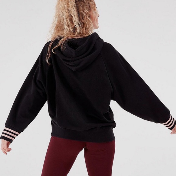 EUC Adidas black hoodie with pink accents and a center logo size M - Picture 2 of 8